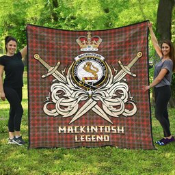 ScotsTee Shop Scottish MacKintosh Hunting Weathered Clan Crest Tartan Quilt The Golden Sword of Courageous Legacy Quilt
