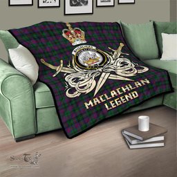 ScotsTee Shop Scottish MacLachlan Hunting Clan Crest Tartan Quilt The Golden Sword of Courageous Legacy Quilt