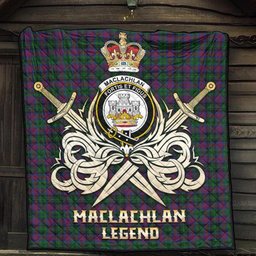 ScotsTee Shop Scottish MacLachlan Hunting Clan Crest Tartan Quilt The Golden Sword of Courageous Legacy Quilt