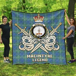 ScotsTee Shop Scottish MacIntyre Hunting Ancient Clan Crest Tartan Quilt The Golden Sword of Courageous Legacy Quilt