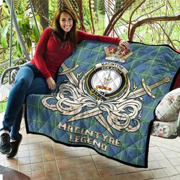 ScotsTee Shop Scottish MacIntyre Hunting Ancient Clan Crest Tartan Quilt The Golden Sword of Courageous Legacy Quilt