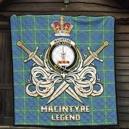 ScotsTee Shop Scottish MacIntyre Hunting Ancient Clan Crest Tartan Quilt The Golden Sword of Courageous Legacy Quilt