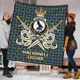ScotsTee Shop Scottish MacDonell of Glengarry Ancient Clan Crest Tartan Quilt The Golden Sword of Courageous Legacy Quilt