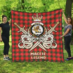 ScotsTee Shop Scottish MacFie Modern Clan Crest Tartan Quilt The Golden Sword of Courageous Legacy Quilt