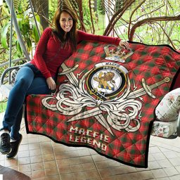 ScotsTee Shop Scottish MacFie Modern Clan Crest Tartan Quilt The Golden Sword of Courageous Legacy Quilt