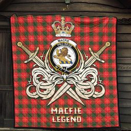 ScotsTee Shop Scottish MacFie Modern Clan Crest Tartan Quilt The Golden Sword of Courageous Legacy Quilt