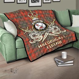ScotsTee Shop Scottish MacDougall Ancient Clan Crest Tartan Quilt The Golden Sword of Courageous Legacy Quilt