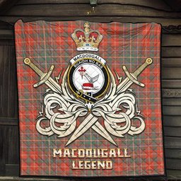 ScotsTee Shop Scottish MacDougall Ancient Clan Crest Tartan Quilt The Golden Sword of Courageous Legacy Quilt