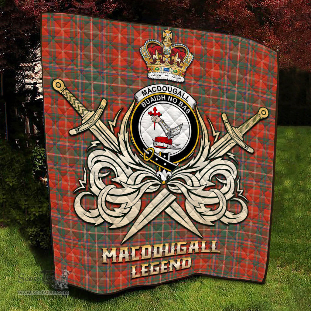 ScotsTee Shop Scottish MacDougall Ancient Clan Crest Tartan Quilt The Golden Sword of Courageous Legacy Quilt