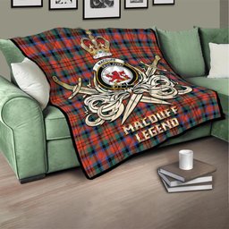 ScotsTee Shop Scottish MacDuff Ancient Clan Crest Tartan Quilt The Golden Sword of Courageous Legacy Quilt