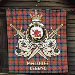 ScotsTee Shop Scottish MacDuff Ancient Clan Crest Tartan Quilt The Golden Sword of Courageous Legacy Quilt