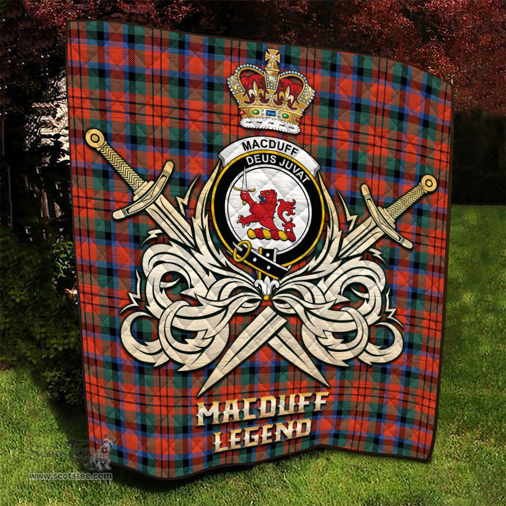 ScotsTee Shop Scottish MacDuff Ancient Clan Crest Tartan Quilt The Golden Sword of Courageous Legacy Quilt