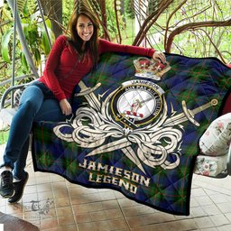 ScotsTee Shop Scottish Jamieson Clan Crest Tartan Quilt The Golden Sword of Courageous Legacy Quilt