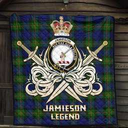 ScotsTee Shop Scottish Jamieson Clan Crest Tartan Quilt The Golden Sword of Courageous Legacy Quilt