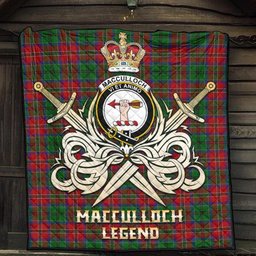 ScotsTee Shop Scottish MacCulloch Clan Crest Tartan Quilt The Golden Sword of Courageous Legacy Quilt