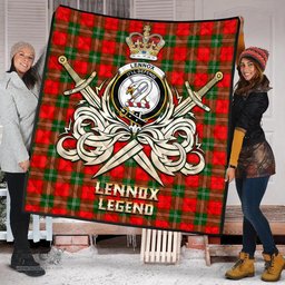 ScotsTee Shop Scottish Lennox Modern Clan Crest Tartan Quilt The Golden Sword of Courageous Legacy Quilt