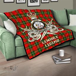 ScotsTee Shop Scottish Lennox Modern Clan Crest Tartan Quilt The Golden Sword of Courageous Legacy Quilt