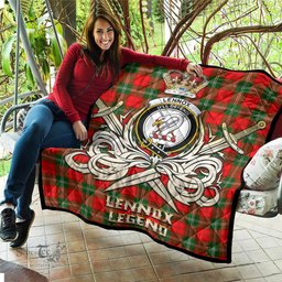 ScotsTee Shop Scottish Lennox Modern Clan Crest Tartan Quilt The Golden Sword of Courageous Legacy Quilt