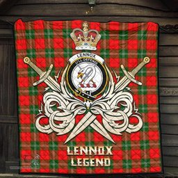 ScotsTee Shop Scottish Lennox Modern Clan Crest Tartan Quilt The Golden Sword of Courageous Legacy Quilt