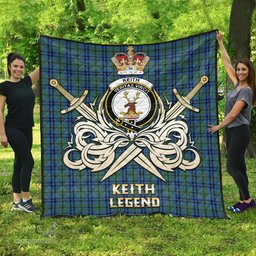 ScotsTee Shop Scottish Keith Clan Crest Tartan Quilt The Golden Sword of Courageous Legacy Quilt