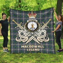 ScotsTee Shop Scottish MacDowall Clan Crest Tartan Quilt The Golden Sword of Courageous Legacy Quilt