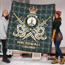 ScotsTee Shop Scottish MacDowall Clan Crest Tartan Quilt The Golden Sword of Courageous Legacy Quilt