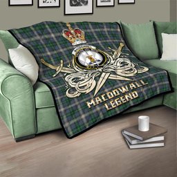 ScotsTee Shop Scottish MacDowall Clan Crest Tartan Quilt The Golden Sword of Courageous Legacy Quilt