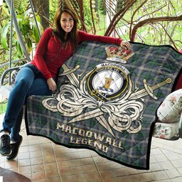 ScotsTee Shop Scottish MacDowall Clan Crest Tartan Quilt The Golden Sword of Courageous Legacy Quilt