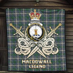 ScotsTee Shop Scottish MacDowall Clan Crest Tartan Quilt The Golden Sword of Courageous Legacy Quilt