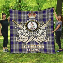 ScotsTee Shop Scottish Livingston Dress Clan Crest Tartan Quilt The Golden Sword of Courageous Legacy Quilt