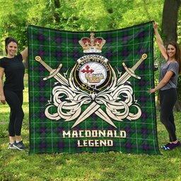 ScotsTee Shop Scottish MacDonald of The Isles Clan Crest Tartan Quilt The Golden Sword of Courageous Legacy Quilt