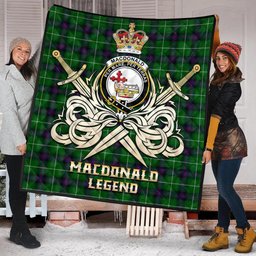 ScotsTee Shop Scottish MacDonald of The Isles Clan Crest Tartan Quilt The Golden Sword of Courageous Legacy Quilt