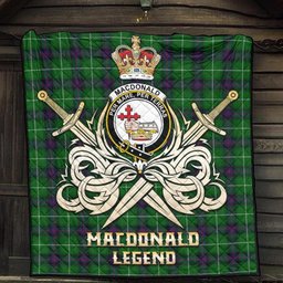 ScotsTee Shop Scottish MacDonald of The Isles Clan Crest Tartan Quilt The Golden Sword of Courageous Legacy Quilt