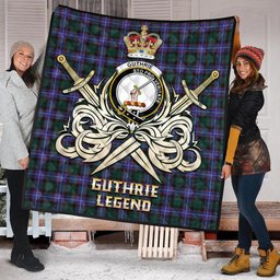 ScotsTee Shop Scottish Guthrie Modern Clan Crest Tartan Quilt The Golden Sword of Courageous Legacy Quilt