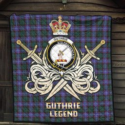 ScotsTee Shop Scottish Guthrie Modern Clan Crest Tartan Quilt The Golden Sword of Courageous Legacy Quilt