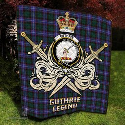 ScotsTee Shop Scottish Guthrie Modern Clan Crest Tartan Quilt The Golden Sword of Courageous Legacy Quilt