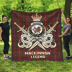 ScotsTee Shop Scottish MacKinnon Clan Crest Tartan Quilt The Golden Sword of Courageous Legacy Quilt