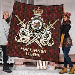 ScotsTee Shop Scottish MacKinnon Clan Crest Tartan Quilt The Golden Sword of Courageous Legacy Quilt