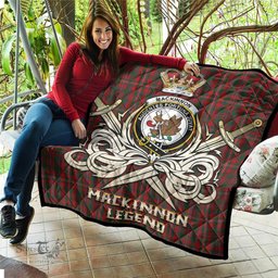 ScotsTee Shop Scottish MacKinnon Clan Crest Tartan Quilt The Golden Sword of Courageous Legacy Quilt