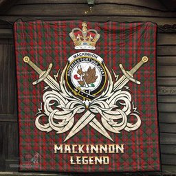 ScotsTee Shop Scottish MacKinnon Clan Crest Tartan Quilt The Golden Sword of Courageous Legacy Quilt
