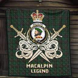 ScotsTee Shop Scottish MacAlpin Clan Crest Tartan Quilt The Golden Sword of Courageous Legacy Quilt