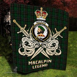 ScotsTee Shop Scottish MacAlpin Clan Crest Tartan Quilt The Golden Sword of Courageous Legacy Quilt