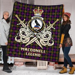 ScotsTee Shop Scottish MacDonell of Glengarry Modern Clan Crest Tartan Quilt The Golden Sword of Courageous Legacy Quilt