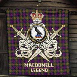 ScotsTee Shop Scottish MacDonell of Glengarry Modern Clan Crest Tartan Quilt The Golden Sword of Courageous Legacy Quilt