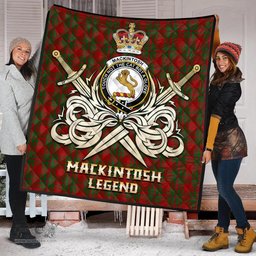 ScotsTee Shop Scottish MacKintosh Red Clan Crest Tartan Quilt The Golden Sword of Courageous Legacy Quilt