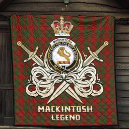 ScotsTee Shop Scottish MacKintosh Red Clan Crest Tartan Quilt The Golden Sword of Courageous Legacy Quilt
