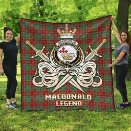 ScotsTee Shop Scottish MacDonald of Kingsburgh Clan Crest Tartan Quilt The Golden Sword of Courageous Legacy Quilt