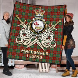 ScotsTee Shop Scottish MacDonald of Kingsburgh Clan Crest Tartan Quilt The Golden Sword of Courageous Legacy Quilt
