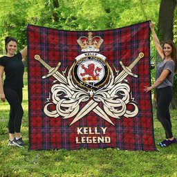 ScotsTee Shop Scottish Kelly of Sleat Red Clan Crest Tartan Quilt The Golden Sword of Courageous Legacy Quilt