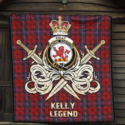ScotsTee Shop Scottish Kelly of Sleat Red Clan Crest Tartan Quilt The Golden Sword of Courageous Legacy Quilt